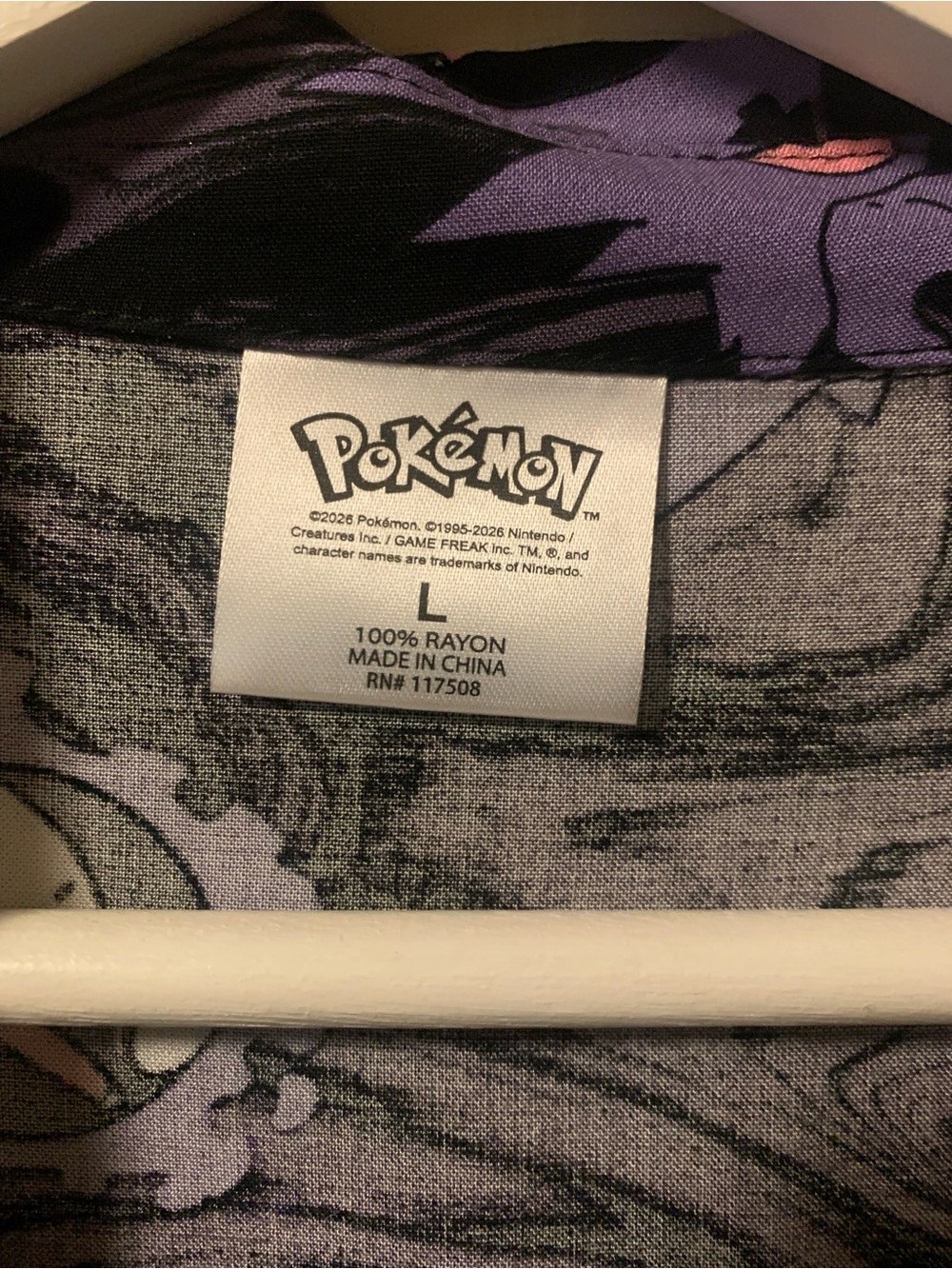 Pokemon Gengar All-Over Print Button-Down Shirt - Purple/Black - Picture 2 of 3